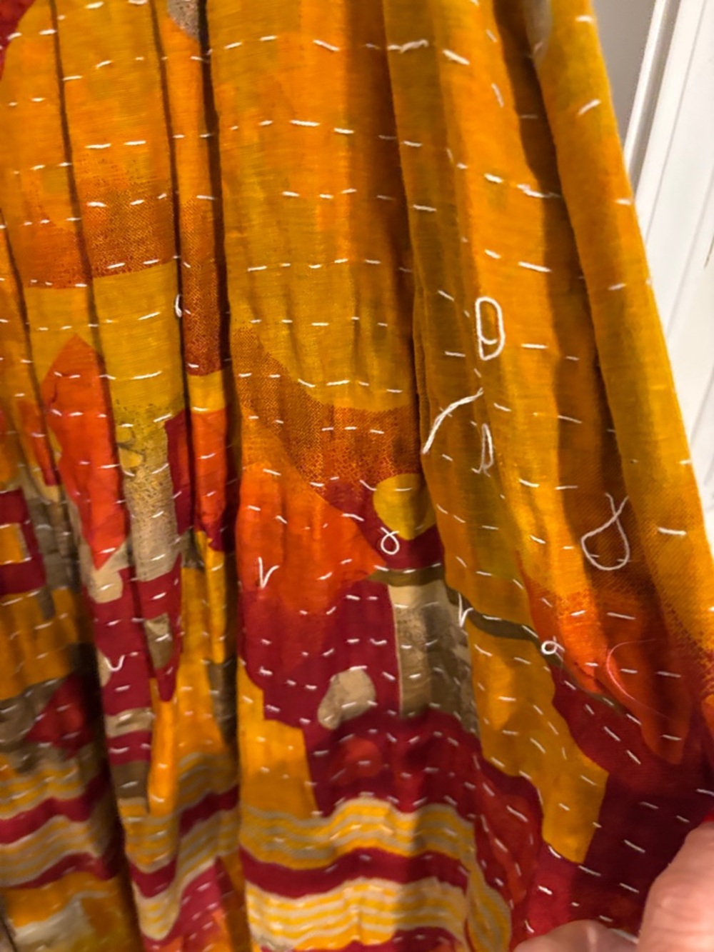 Patchwork Bohemian Sleeveless Dress in Mustard & Pink - Picture 6 of 7